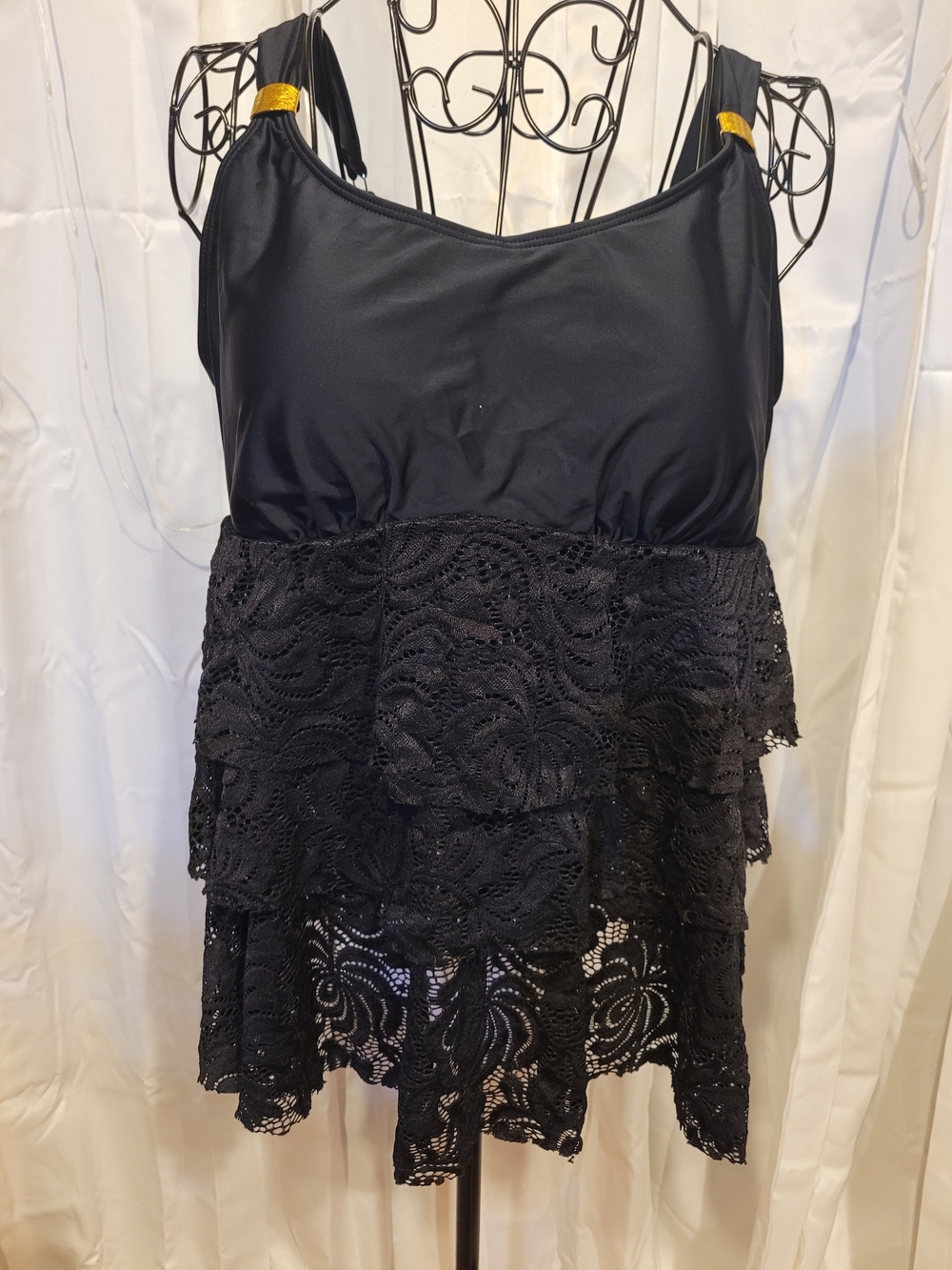 Amazon Black Lace Tiered Women's Swim Bikini Tankini